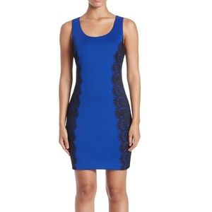 GUESS Sleeveless Bodycon Dress with Lace Paneling,